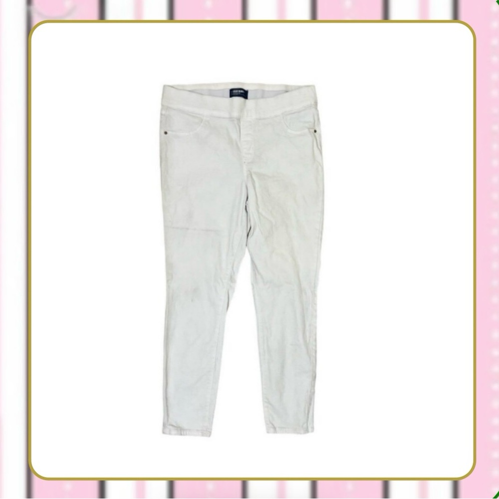 Old Navy Rockstar Women’s White Denim Mid-Rise Pull-on Skinny Stretch Jeans